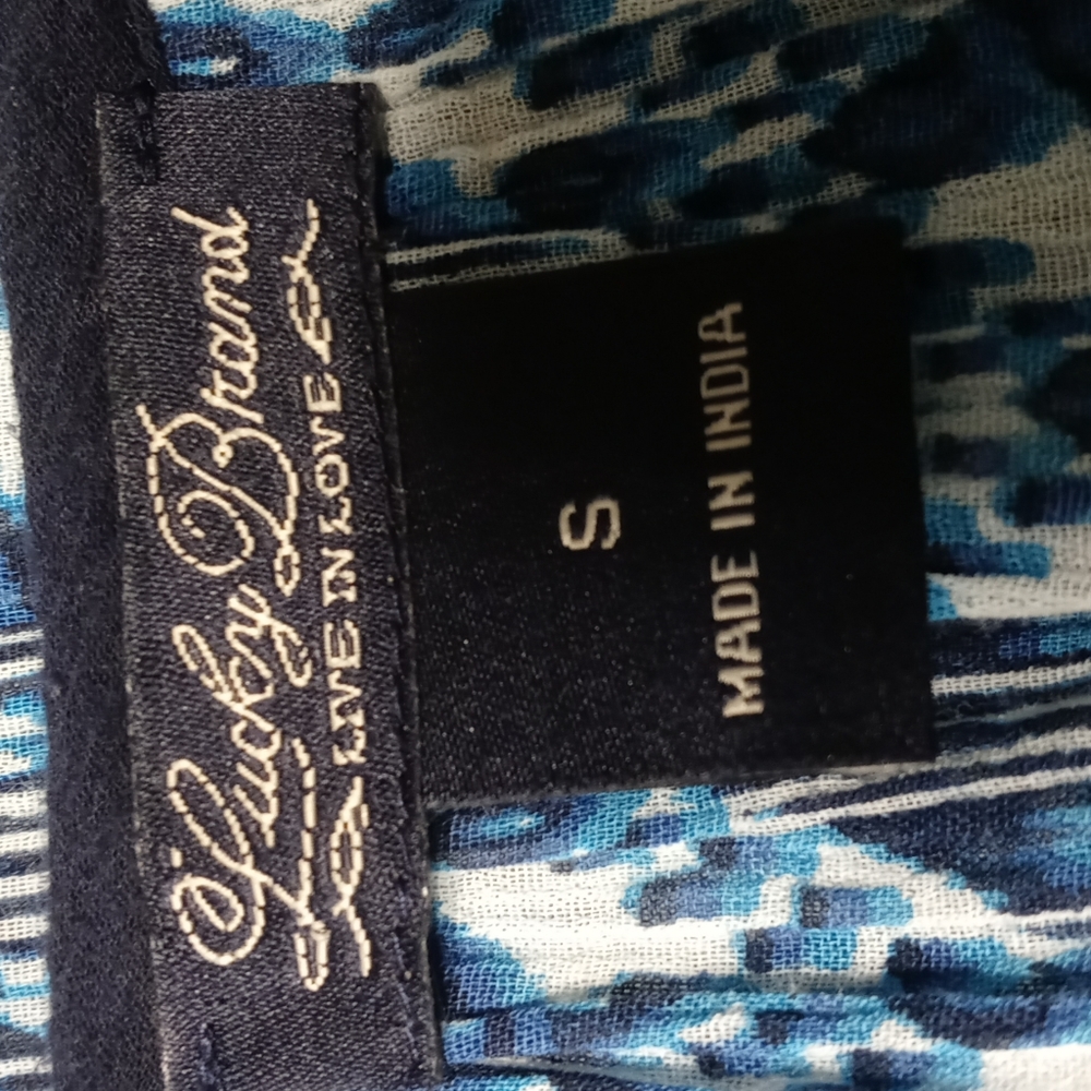 Lucky Brand Blouse Blue White‎ 100% Cotton Size Small - Picture 3 of 10